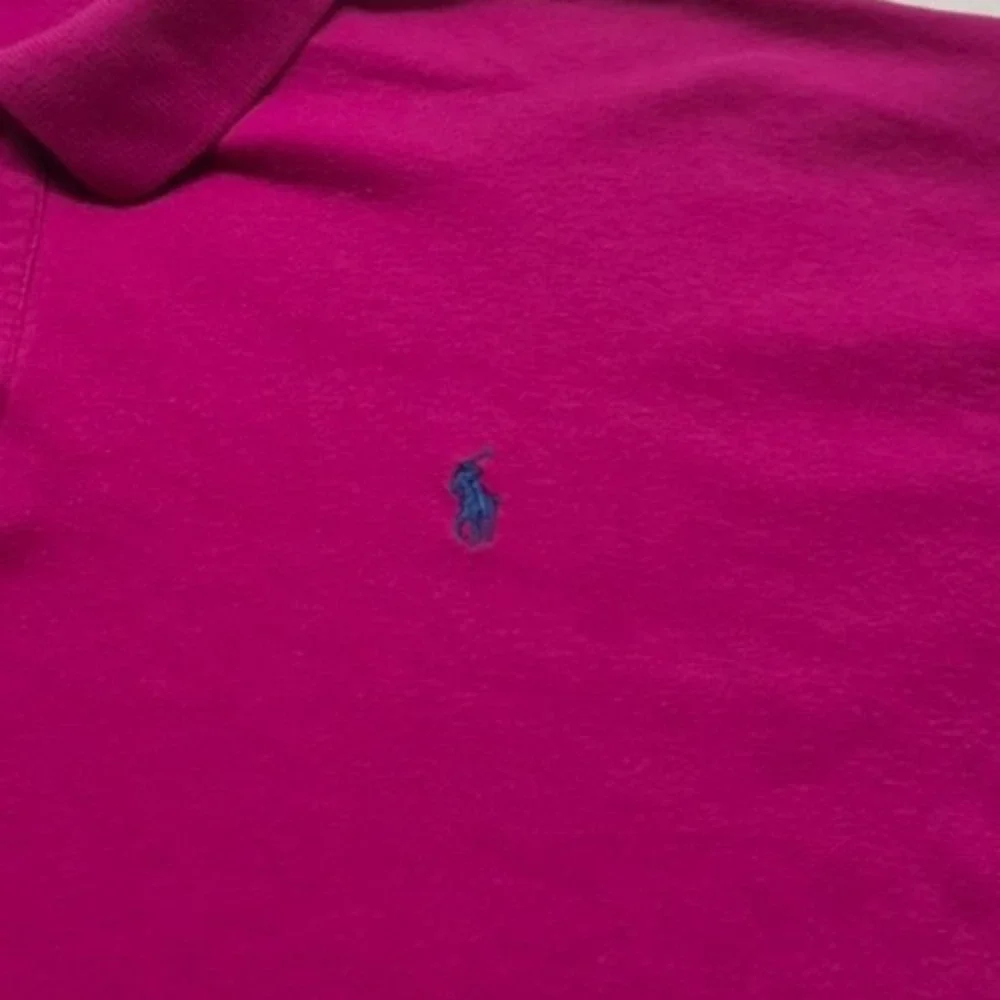 VTG Polo Ralph Lauren men magenta pink polo navy logo Made in USA 100% Cotton XL